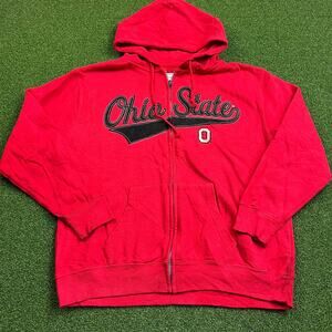 Vintage J. America Red Ohio State Buckeyes NCAA Zip Up Sweatshirt Hoodie Sz M